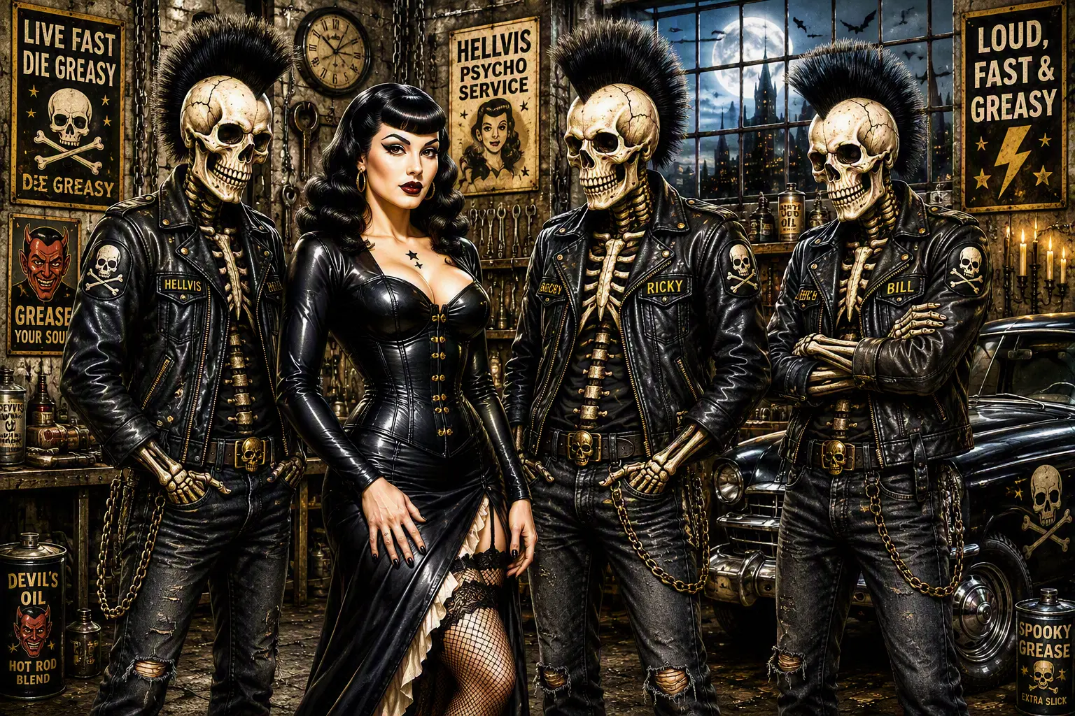 The K-Members with Ghost Minx inside the 1313 Haunted Garage